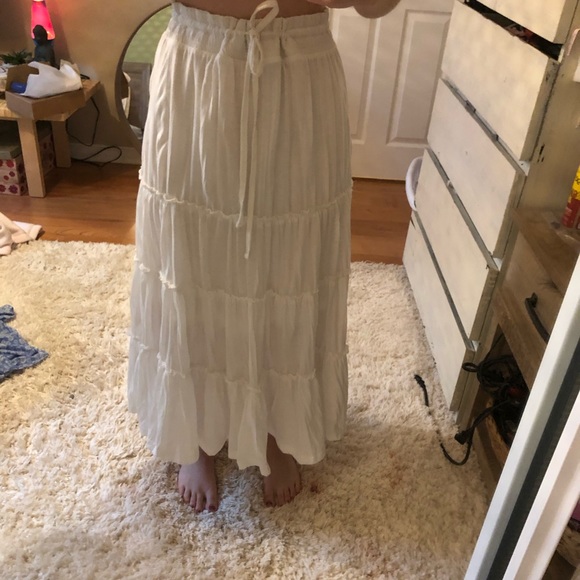White tiered maxi skirt.